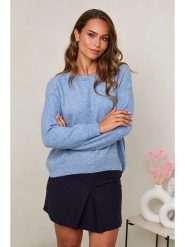 Soft Cashmere Sweter w kolorze błękitnym rozmiar: 38/40. Niebieskie swetry Soft Cashmere, bez wzorów, bez ramiączek. Za 110.55 zł.