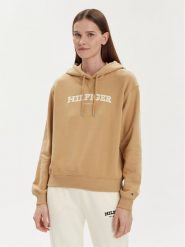 Tommy Hilfiger Bluza Monotype Flock WW0WW41236 Beżowy Relaxed Fit. Brązowe bluzy TOMMY HILFIGER, xl, bez wzorów, z bawełny, bez kaptura. Za 359.99 zł.