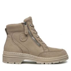 Botki Tamaris. Szare botki Tamaris, bez wzorów, bez obcasa, na płaskiej podeszwie, bez zapięcia. Za 249.99 zł.