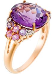 DIAMANTA Złoty pierścionek "Filtre d'amour" z kamieniami szlachetnymi rozmiar: 54. Różowe pierścionki DIAMANTA, z ametystem, złote. Za 2,479.99 zł.