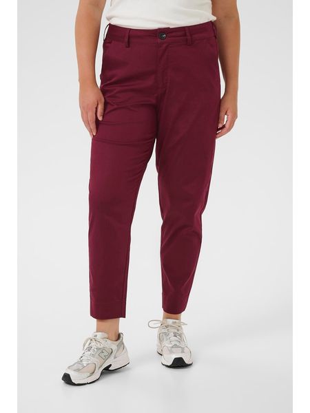 KAFFE curve Spodnie chino w kolorze bordowym rozmiar: 54. Czerwone spodnie materiałowe KAFFE curve, bez wzorów, z podwyższonym stanem. Za 134.95 zł.
