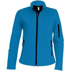 Kurtka damska Kariban Softshell. Niebieskie kurtki sportowe KARIBAN, bez wzorów, z softshellu, bez kaptura. Za 240.50 zł.