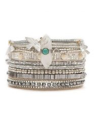 HIPANEMA Posrebrzana bransoletka "Ohmysilver" z agatem i szklanymi koralikami rozmiar: onesize. Brązowe bransoletki HIPANEMA, z agatem, posrebrzane. Za 159.95 zł.
