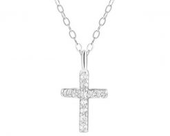 Naszyjnik srebrny z cyrkoniami - krzyż. Szare naszyjniki Apart, z cyrkonią, srebrne. Za 179.00 zł.