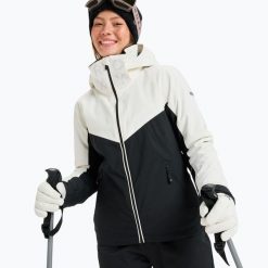 Kurtka snowboardowa damska ROXY Free Jet Block. Czarne kurtki narciarskie Roxy, l, bez wzorów, z materiału, bez kaptura, snowboardowy. Za 749.99 zł.