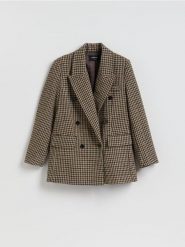 Dwurzędowa marynarka z dodatkiem wełny - wielobarwny. Marynarki i żakiety Reserved, l, bez wzorów, z tkaniny. Za 299.99 zł.