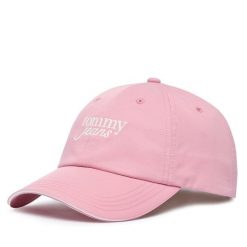 Czapka z daszkiem Tommy Jeans. Czerwone czapki Tommy Jeans, bez wzorów, z jeansu. Za 149.99 zł.