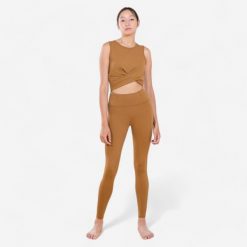 Legginsy do jogi damskie Kimjaly Premium. Brązowe legginsy KIMJALY, l, bez wzorów, z elastanu, z obniżonym stanem, na fitness i siłownię. Za 149.99 zł.