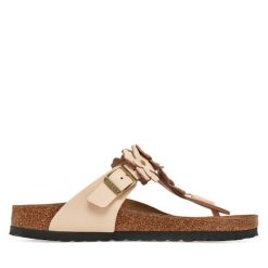 Japonki Birkenstock. Czerwone klapki Birkenstock, bez wzorów, bez obcasa. Za 499.99 zł.