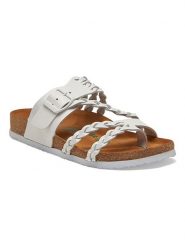 Comfortfusse Skórzane japonki w kolorze białym rozmiar: 40. Białe klapki Comfortfüße, bez wzorów, ze skóry, z otwartym noskiem, bez obcasa. Za 260.99 zł.