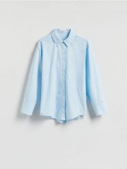Koszula z kryształkami - jasnoniebieski. Niebieskie koszule Reserved, l, bez wzorów, z bawełny, bez kołnierzyka, bez ramiączek. Za 149.99 zł.