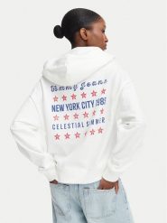 Tommy Jeans Bluza Star Novelty DW0DW23484 Biały Boxy Fit. Białe bluzy Tommy Jeans, l, bez wzorów, z bawełny, bez kaptura. Za 489.99 zł.