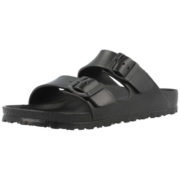 Klapki damskie Birkenstock Arizona W Eva. Czarne klapki Birkenstock, bez wzorów, z materiału, bez obcasa. Za 189.00 zł.