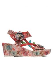 Laura Vita Sandały Facdiao 42 Czerwony. Czerwone sandały Laura Vita, bez wzorów, ze skóry, bez obcasa, na koturnie, bez zapięcia. Za 449.99 zł.