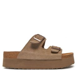Klapki DeeZee. Brązowe klapki DeeZee, bez wzorów, bez obcasa. Za 159.99 zł.