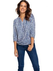 WITT WEIDEN Bluzka w kolorze granatowo-białym rozmiar: 40. Białe bluzki WITT WEIDEN, bez wzorów, z wiskozy, bez kołnierzyka, bez ramiączek. Za 48.05 zł.