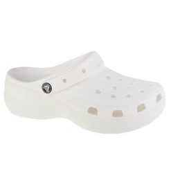 Klapki Crocs Model Classic Platform Clog W Kolor Biały. Białe klapki Crocs, bez wzorów, z gumy, bez obcasa. Za 358.00 zł.