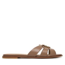 Klapki PINKO. Brązowe klapki Pinko, bez wzorów, bez obcasa. Za 919.99 zł.