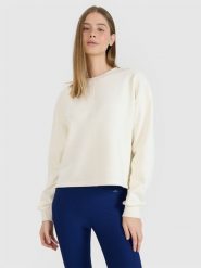 4F Bluza dresowa oversize nierozpinana bez kaptura damska - biała S. Białe bluzy 4f, s, bez wzorów, z bawełny, bez kaptura. W wyprzedaży za 79.99 zł.