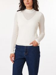 Scotch & Soda Koszulka w kolorze białym rozmiar: S. Brązowe bluzki Scotch & Soda, s, bez wzorów, prążkowane, bez kołnierzyka, bez ramiączek. Za 61.60 zł.