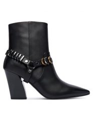 PINKO Botki Viola 02 SD0417P001 Czarny. Czarne botki Pinko, bez wzorów, ze skóry, bez obcasa, na słupku, bez zapięcia. Za 1,469.00 zł.