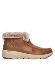 Skechers Botki Glacial Ultra 144221/CSNT Brązowy. Brązowe botki Skechers, bez wzorów, z materiału, bez obcasa, na płaskiej podeszwie, bez zapięcia. Za 399.99 zł.