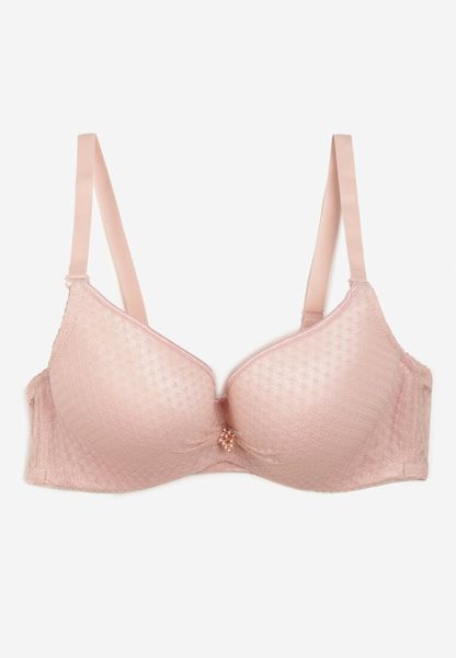 Różowy Biustonosz z Koronką Push-Up na Regulowanych Ramiączkach Seraine. Czerwone biustonosze Born2be, bez wzorów, z koronki. Za 19.99 zł.