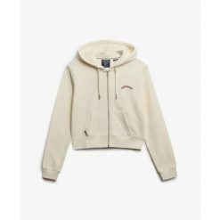 Bluza damska z kapturem Superdry Essential. Białe bluzy sportowe Superdry, xl, bez wzorów, prążkowane, z kapturem. Za 380.20 zł.
