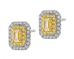 Kolczyki z białego i żółtego złota z diamentami - 1,20 ct - próba 585. Białe kolczyki Apart, z diamentem, złote. Za 12,590.00 zł.