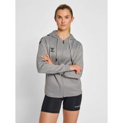 Bluza fitness damska Hummel hmlCore. Niebieskie bluzy Hummel, na wiosnę, l, bez wzorów, z elastanu, z kapturem. Za 224.90 zł.