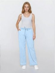 Jeansy joggery wide leg - niebieski. Niebieskie jeansy Sinsay, l, bez wzorów. Za 49.99 zł.
