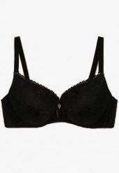 Czarny Biustonosz Full Cup z Koronki Ozdobiony Cyrkoniową Zawieszką Eanessa. Czarne biustonosze Renee, bez wzorów, z koronki. Za 39.99 zł.