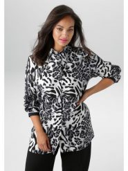 Aniston Bluzka w kolorze czarno-białym rozmiar: 44. Białe bluzki Aniston, bez wzorów, z wiskozy, bez kołnierzyka, bez ramiączek. Za 86.99 zł.
