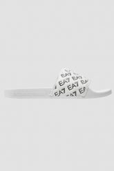 EA7 EMPORIO ARMANI Białe klapki. Białe klapki EA7 Emporio Armani, bez wzorów, bez obcasa. W wyprzedaży za 199.99 zł.