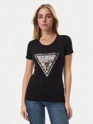Guess T-Shirt W6BI26 K6047 Czarny Regular Fit. Czarne t-shirty Guess, s, z aplikacjami, z bawełny, bez kołnierzyka, bez ramiączek. Za 165.99 zł.
