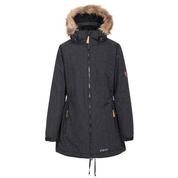 Kurtka Parka Damska Z Długimi Rękawami. Czarne parki Trespass, xs, z futra, z kapturem. Za 310.99 zł.