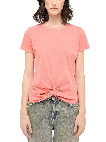 Mustang Koszulka w kolorze koralowym rozmiar: L. Różowe bluzki Mustang, l, bez wzorów, z bawełny, bez kołnierzyka, bez ramiączek. Za 61.17 zł.