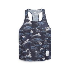 Damski wzorzysty tank top Puma Saysky. Niebieskie topy Puma, bez wzorów, bez kołnierzyka, bez ramiączek. W wyprzedaży za 352.05 zł.
