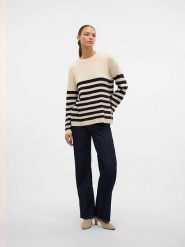 Vero Moda Sweter w kolorze beżowo-czarnym rozmiar: L. Brązowe swetry Vero Moda, l, bez wzorów, bez ramiączek. Za 70.41 zł.