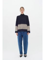 InWear Sweter w kolorze czarno-beżowym rozmiar: XXL. Brązowe swetry InWear, xxl, bez wzorów, z bawełny, bez ramiączek. Za 219.45 zł.