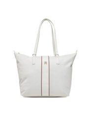 Tommy Hilfiger Torebka Poppy Tote Corp AW0AW17205 Écru. Shopper TOMMY HILFIGER, bez wzorów, z materiału, bez dodatków. Za 259.99 zł.
