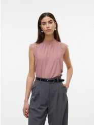 Vero Moda Bluzka w kolorze szaroróżowym rozmiar: XS. Różowe bluzki Vero Moda, xs, bez wzorów, z koronki, bez kołnierzyka, bez ramiączek. Za 63.45 zł.