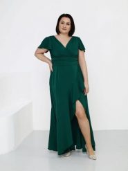 Sukienka Model Soe Green - Jersa. Zielone sukienki Jersa, l, bez wzorów, z elastanu, eleganckie, bez kołnierzyka, plus size, bez ramiączek. Za 668.78 zł.