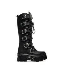 NEW ROCK Kozaki M-WALL272-S1 Czarny. Czarne kozaki NEW ROCK, ze skóry, bez obcasa, na płaskiej podeszwie, bez zapięcia. Za 1,569.00 zł.