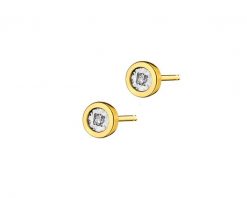 Kolczyki z żółtego i białego złota z diamentami - 0,02 ct - próba 375. Białe kolczyki Apart, z diamentem, złote. Za 829.00 zł.