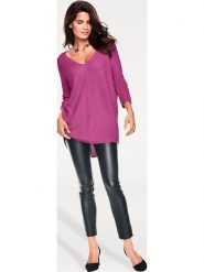 Heine Sweter w kolorze fioletowym rozmiar: 40/42. Różowe swetry Heine, bez wzorów, z bawełny, bez ramiączek. Za 100.04 zł.