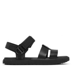 Sandały Sorel. Czarne sandały Sorel, bez wzorów, bez obcasa, na płaskiej podeszwie, bez zapięcia. Za 299.99 zł.