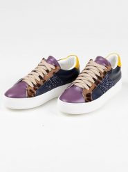 Anna Morellini Skórzane sneakersy "Torecia" w kolorze granatowo-fioletowym rozmiar: 39. Niebieskie trampki Anna Morellini, bez wzorów, bez zapięcia. Za 320.63 zł.