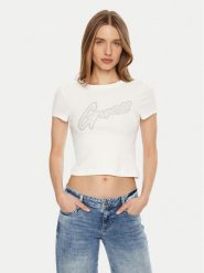 Guess T-Shirt W5RI68 KA0H1 Biały Regular Fit. Białe t-shirty Guess, xxl, z aplikacjami, z bawełny, bez kołnierzyka, bez ramiączek. Za 89.99 zł.