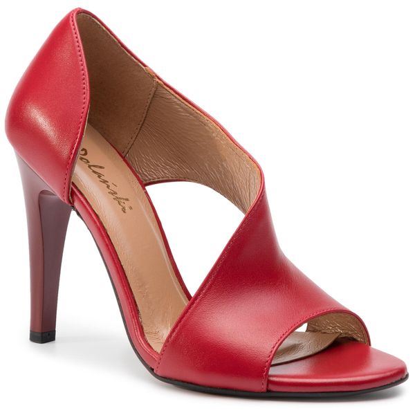 Sandały R.Polański. Czerwone sandały R.Polański, bez wzorów, bez obcasa, na szpilce, bez zapięcia. Za 419.99 zł.